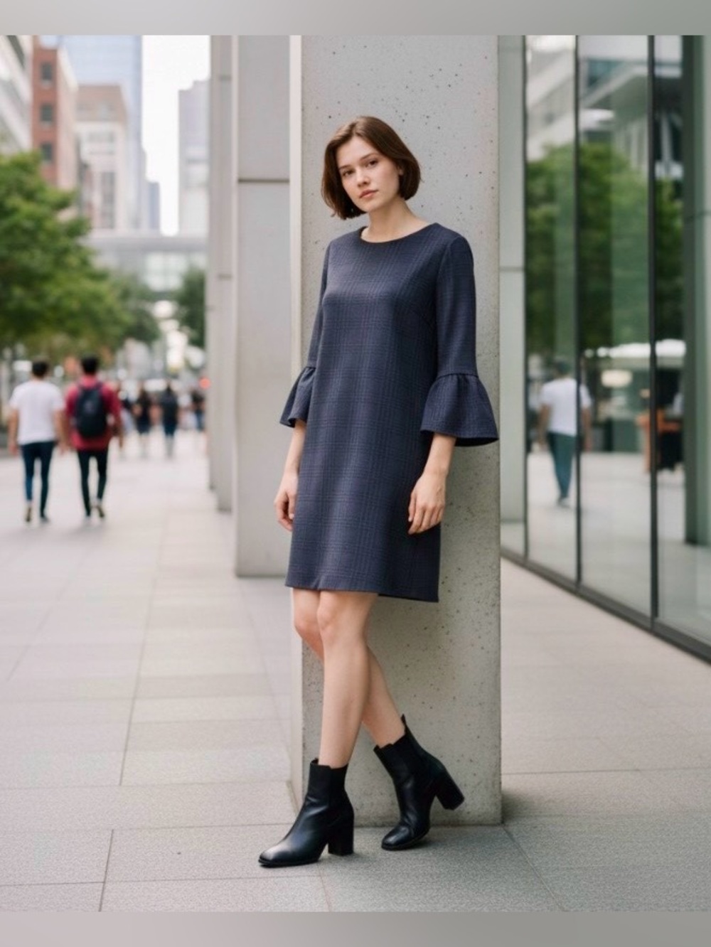 Banana Republic Navy Plaid Dress